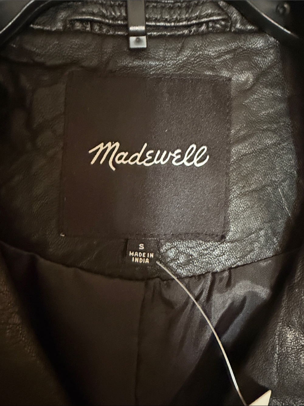 NWT Madewell Women's Black w/ Brass Hardware Washed Leather Motorcycle Jacket - Picture 3 of 8